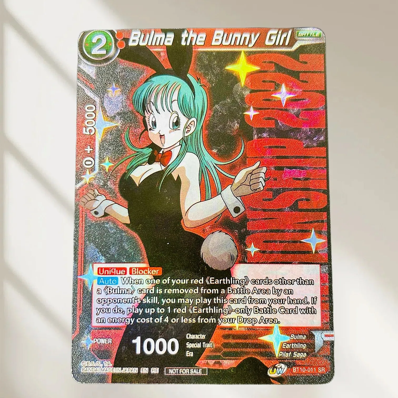 DIY Dragon Ball Bulma the Bunny Girl BT10-011 SR English Gold Foil Texture Flash Card Classic Anime Collectible TCG
DIY Dragon Ball Bulma the Bunny Girl BT10-011 SR English Gold Foil Texture Flash Card Classic Anime Collectible TCG