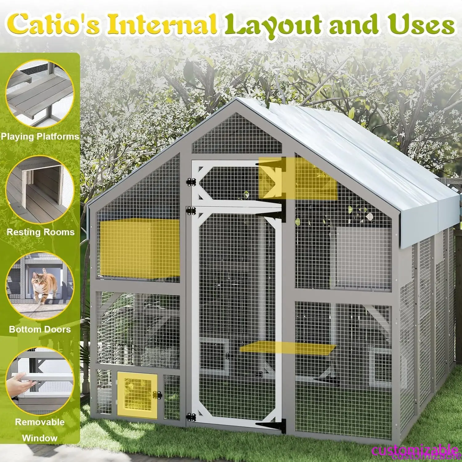 НОВЫЙ Уличный вольер для кошек H Catio 71 дюйм, большой деревянный домик для нескольких кошек, всепогодный, с возможностью входа.
НОВЫЙ Уличный вольер для кошек H Catio 71 дюйм, большой деревянный домик для нескольких кошек, всепогодный, с возможностью входа.