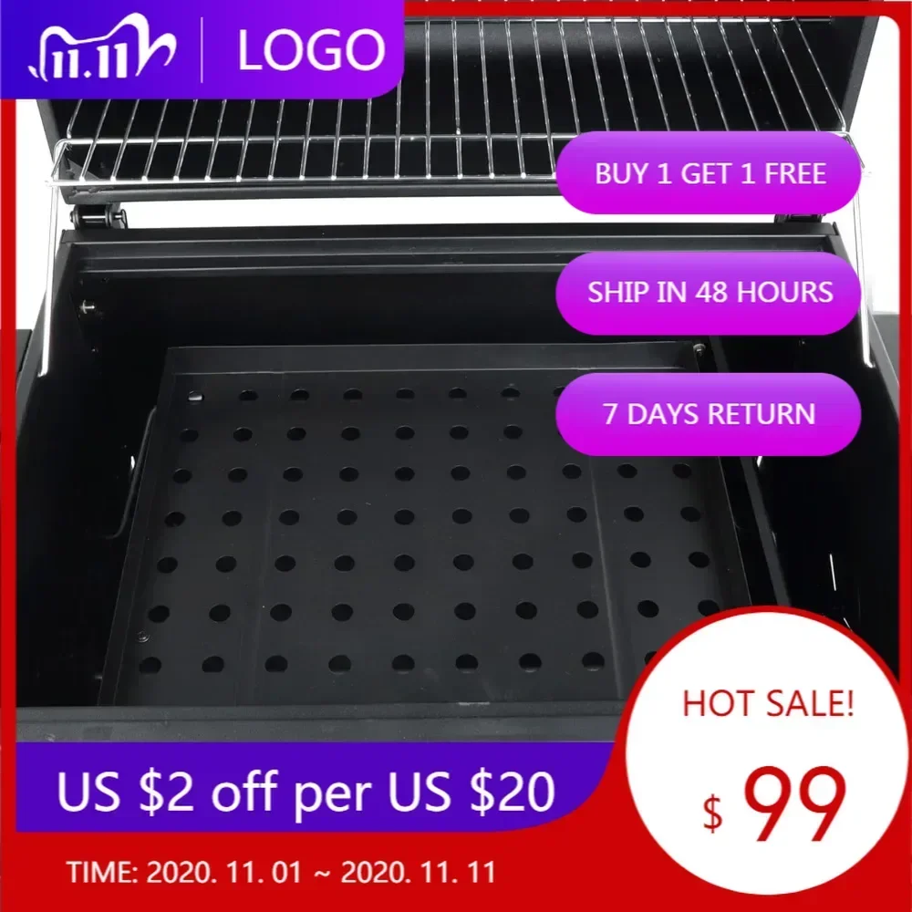 24-Inch Charcoal Grill with Side Storage and Temperature Gauge - Black
24-Inch Charcoal Grill with Side Storage and Temperature Gauge - Black