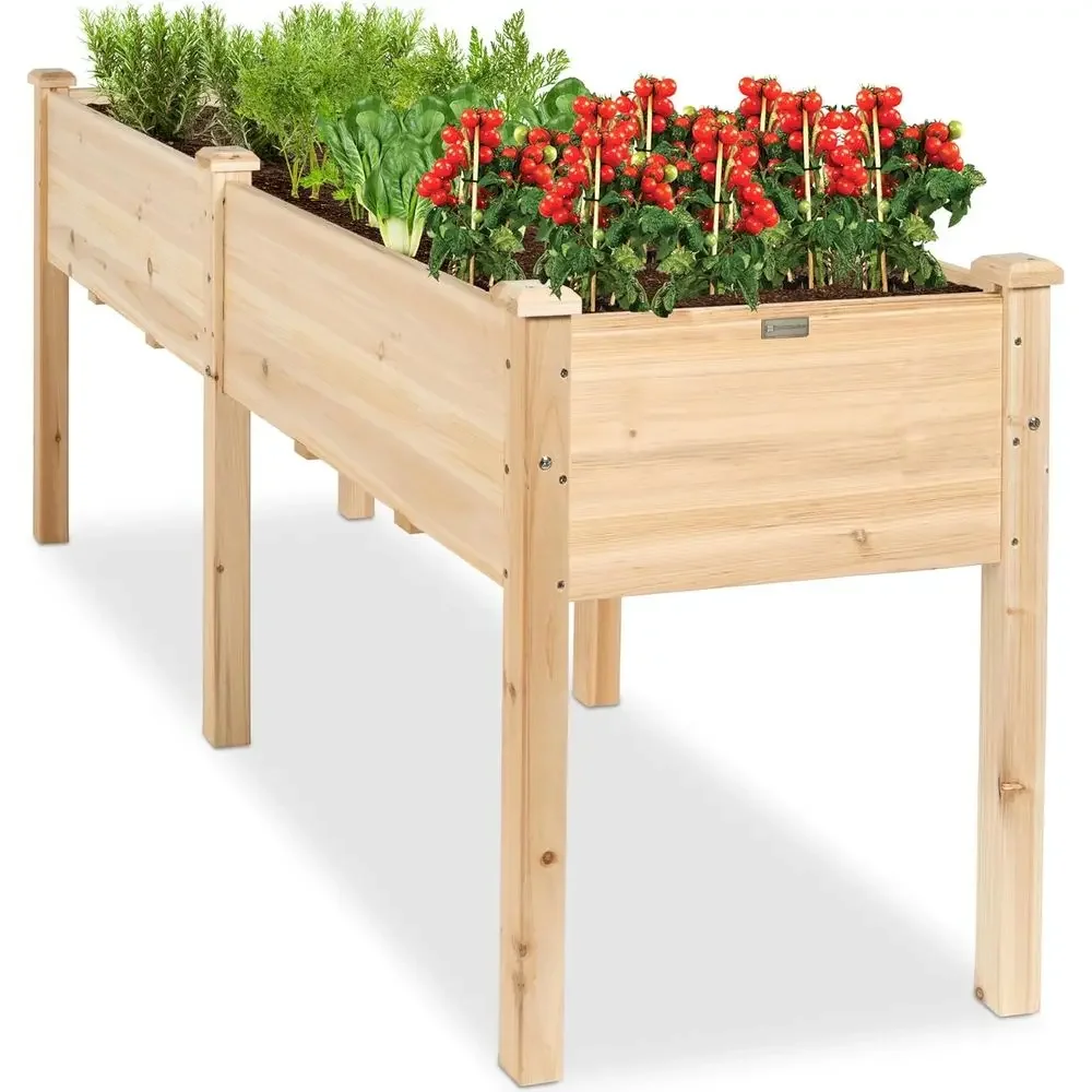 72x24x30in Raised Garden Bed, Elevated Wood Planter Box Stand or Backyard, Patio, Balcony w/Divider Panel, 6 Legs, 300lb acity -
72x24x30in Raised Garden Bed, Elevated Wood Planter Box Stand or Backyard, Patio, Balcony w/Divider Panel, 6 Legs, 300lb acity -