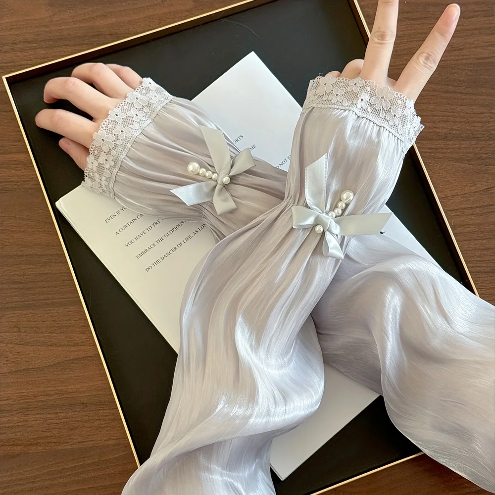Lace splicing pearl sleeves women's summer cool ice sleeves accessories fashion and elegance outdoor vacation arm cover long loose
Lace splicing pearl sleeves women's summer cool ice sleeves accessories fashion and elegance outdoor vacation arm cover long loose