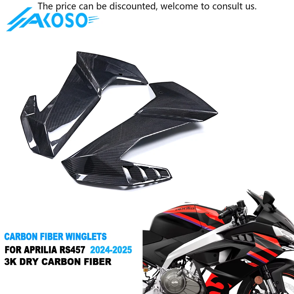 AKOSO 100% 3K Twill Glossy Dry Carbon Fiber Aerodynamic Wing Kit Spoiler Winglets For Aprilia RS457 2023 2024 2025
AKOSO 100% 3K Twill Glossy Dry Carbon Fiber Aerodynamic Wing Kit Spoiler Winglets For Aprilia RS457 2023 2024 2025