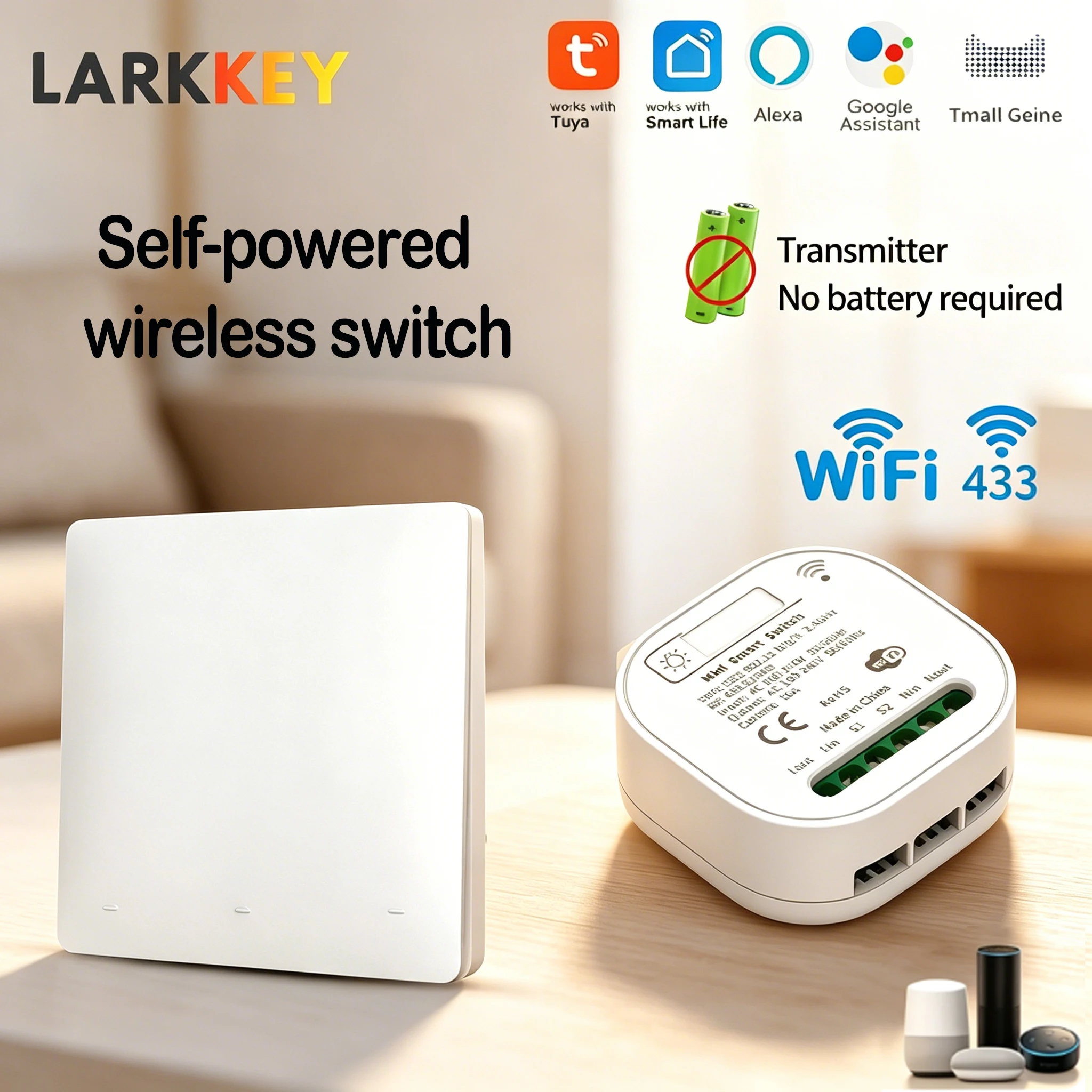 No Battery Self-powered Kinetic Tuya Smart Wall Switch RF433 Wireless Remote Control Switch Module Support Smart Life APP
No Battery Self-powered Kinetic Tuya Smart Wall Switch RF433 Wireless Remote Control Switch Module Support Smart Life APP