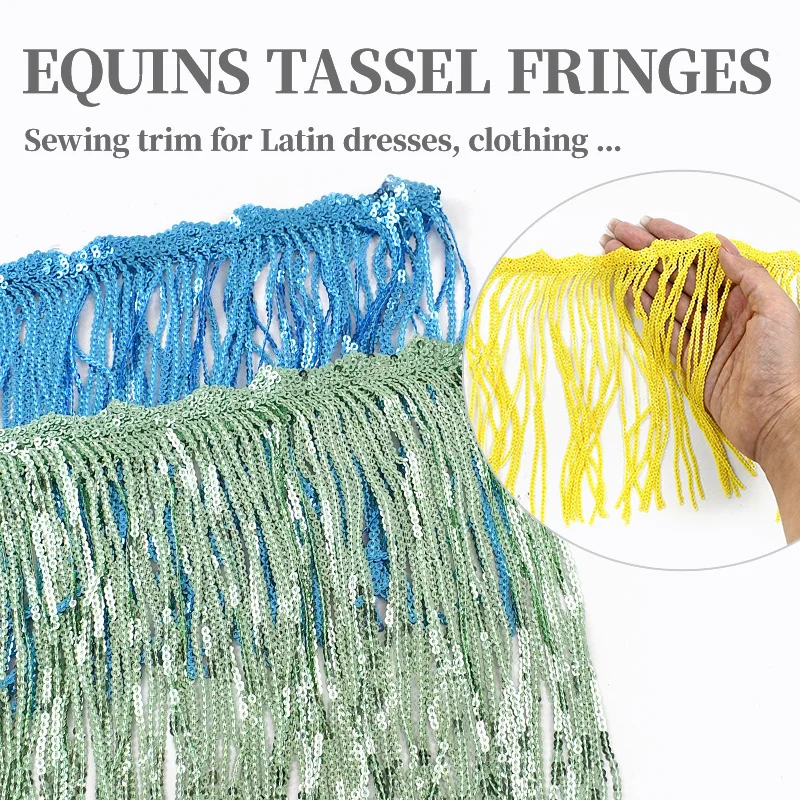 2/5/10Yards 17cm Sequins Fringe Tassels Latin Dress Lace Trim Sewing Clothes Decorative Trimmings Stitching Fringes Accessories
2/5/10Yards 17cm Sequins Fringe Tassels Latin Dress Lace Trim Sewing Clothes Decorative Trimmings Stitching Fringes Accessories