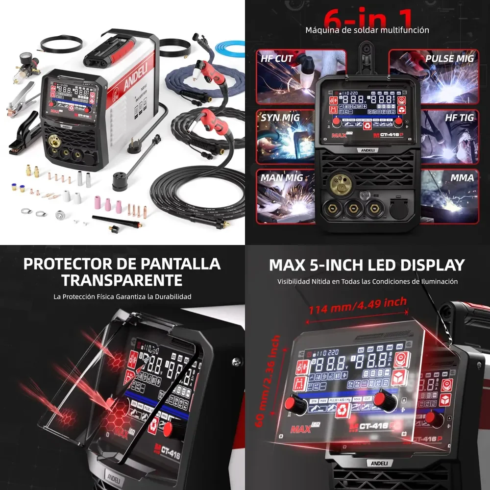 【2026 High Quality】 ANDELI 220V 110V MCT-416P 4 in 1 MIG TIG CUT MMA and Flux Multifunction Aluminium Welding Machine
【2026 High Quality】 ANDELI 220V 110V MCT-416P 4 in 1 MIG TIG CUT MMA and Flux Multifunction Aluminium Welding Machine