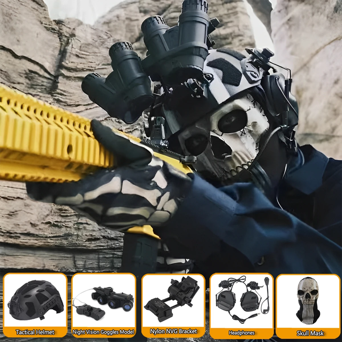 Tactical Airsoft Helmet Set with Communication Headset Night Vision Model NVG Stand Skull Mask for Role Playing CS Game Shooting
Tactical Airsoft Helmet Set with Communication Headset Night Vision Model NVG Stand Skull Mask for Role Playing CS Game Shooting