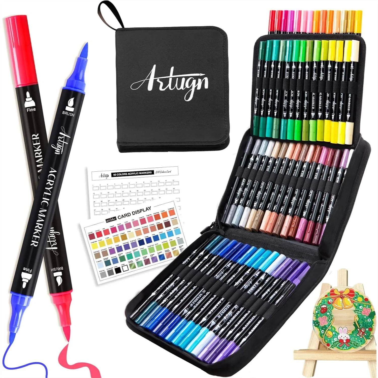 60 Colors Acrylic Paint Pens With Dual Tip Fine And Brush Tip For Rock Painting, Ceramic, Wood, Plastic, Calligraphy, Scrapbooking, Card Making, DIY Crafts
60 Colors Acrylic Paint Pens With Dual Tip Fine And Brush Tip For Rock Painting, Ceramic, Wood, Plastic, Calligraphy, Scrapbooking, Card Making, DIY Crafts