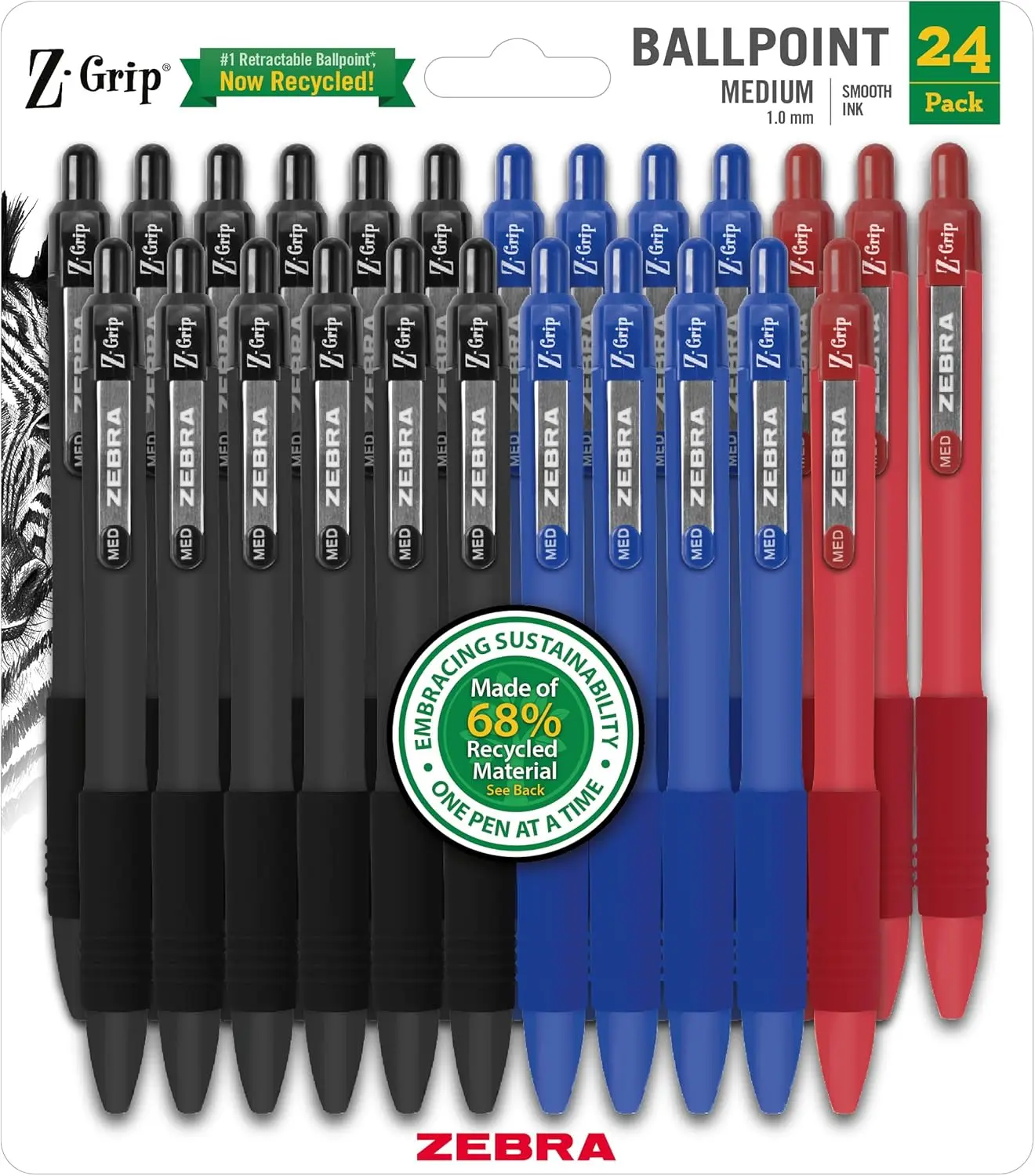Retractable Ballpoint Pens 1.0mm Assorted Colors, 68% Recycled Materials, Durable Metal Clip, Smooth Writing for Office School
Retractable Ballpoint Pens 1.0mm Assorted Colors, 68% Recycled Materials, Durable Metal Clip, Smooth Writing for Office School