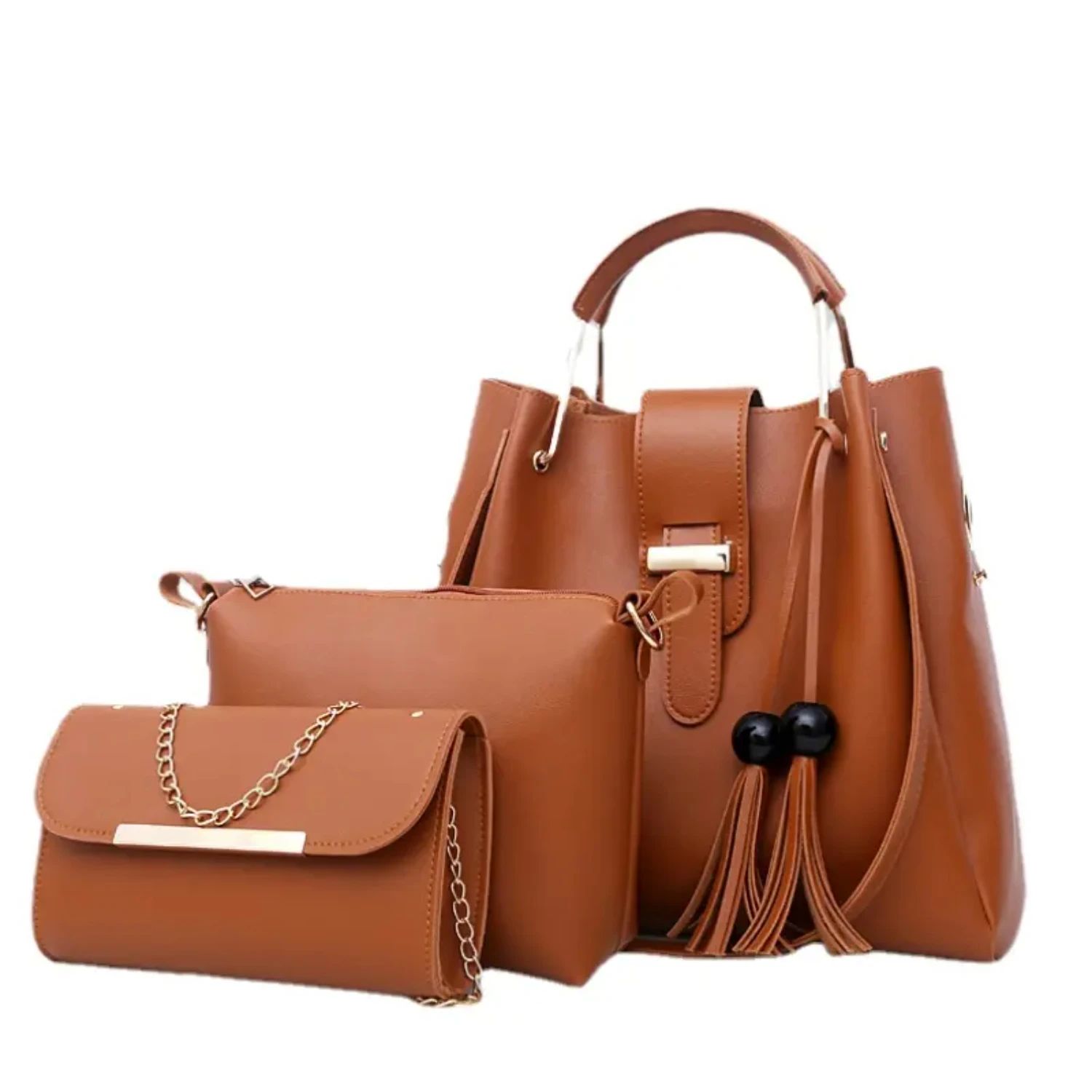 Elegant Women's 3pcs Solid Color Faux Leather Bag Set with Top Handle Satchel Bag and Shoulder Purse for a Stylish Look
Elegant Women's 3pcs Solid Color Faux Leather Bag Set with Top Handle Satchel Bag and Shoulder Purse for a Stylish Look