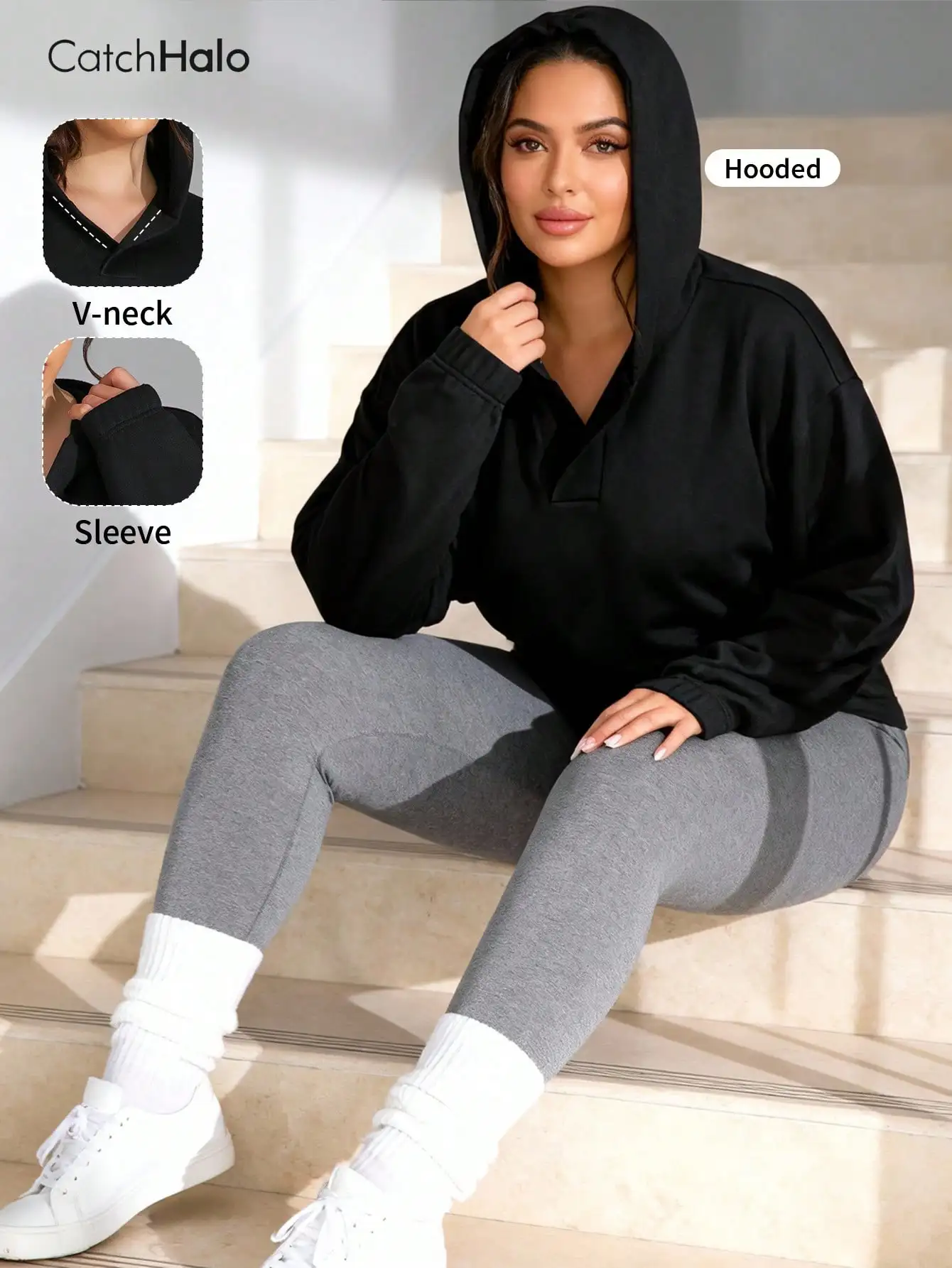 Plus Size Cropped Hoodie Women V Neck Loose Fit Gym Top Cloud Soft Short Hoodie Yoga Fitness Activewear
Plus Size Cropped Hoodie Women V Neck Loose Fit Gym Top Cloud Soft Short Hoodie Yoga Fitness Activewear
