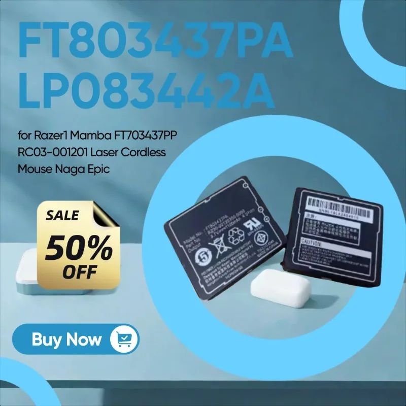 3,7 В 1100 мАч FT803437PA LP083442A литиевая батарея для Razer1 Mamba FT703437PP RC03-001201 Беспроводная лазерная мышь Naga Epic 
3,7 В 1100 мАч FT803437PA LP083442A литиевая батарея для Razer1 Mamba FT703437PP RC03-001201 Беспроводная лазерная мышь Naga Epic