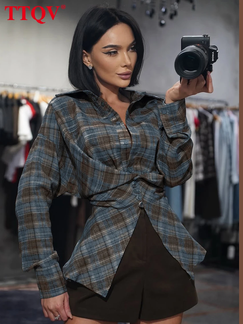 TTQV Fashion Loose Blue Plaid Women's Blouse 2026 Vintage Lapel Long Sleeve Lady Shirt Elegant Classic Top Female Clothing
TTQV Fashion Loose Blue Plaid Women's Blouse 2026 Vintage Lapel Long Sleeve Lady Shirt Elegant Classic Top Female Clothing