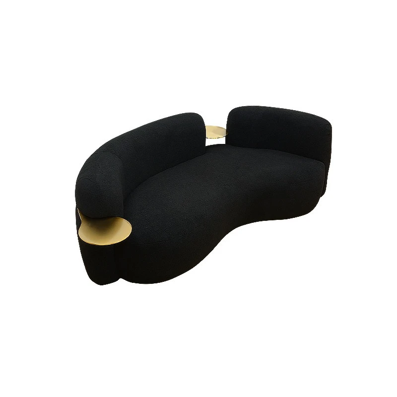 Fabric lamb wool special-shaped curved pea sofa with tray
Fabric lamb wool special-shaped curved pea sofa with tray