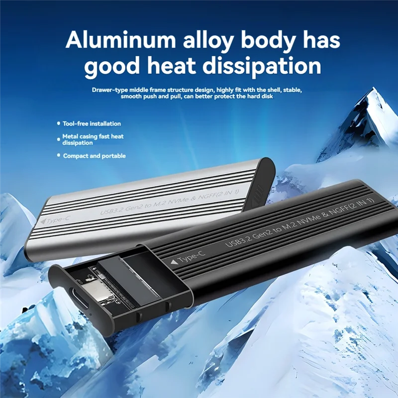 M.2 SATA NVME SSD Enclosure Tool-Free USB3.2 Type C 20Gbps External Solid State Enclosure Adapter For 2280/2260/2242/2230 SSD
M.2 SATA NVME SSD Enclosure Tool-Free USB3.2 Type C 20Gbps External Solid State Enclosure Adapter For 2280/2260/2242/2230 SSD