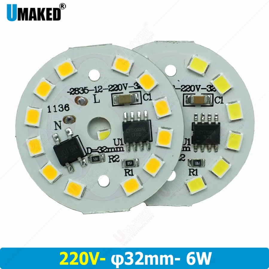 5pc 220V 2835 6W 32MM SMD Dimmable led pcb plate lighting source,lamp panel intergrate IC driver no need driver for bulb DIY
5pc 220V 2835 6W 32MM SMD Dimmable led pcb plate lighting source,lamp panel intergrate IC driver no need driver for bulb DIY