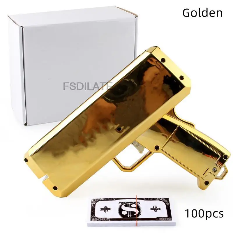 Banknote gun Party Games Pistol Party toys Games Cash Cannon Funny toys gun for banknotes Wedding Golden 100pcs fake money bills
Banknote gun Party Games Pistol Party toys Games Cash Cannon Funny toys gun for banknotes Wedding Golden 100pcs fake money bills