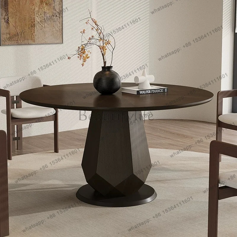 Premium round dining table with rock slab turntable minimalist Italian household minimalist modern round table
Premium round dining table with rock slab turntable minimalist Italian household minimalist modern round table