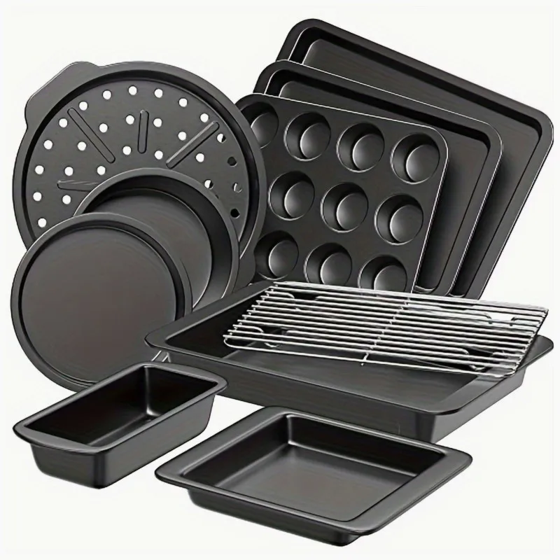 10-Piece Non-Stick Baking Set – Carbon Steel Cookie Sheets, Muffin Pan, Roasting Dish, Round Cake Tin, Rectangular Baking Tray & Pizza Pan for Home Baking
10-Piece Non-Stick Baking Set – Carbon Steel Cookie Sheets, Muffin Pan, Roasting Dish, Round Cake Tin, Rectangular Baking Tray & Pizza Pan for Home Baking