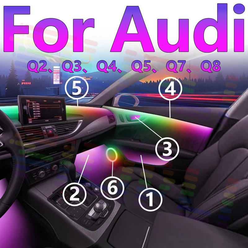 For Audi Q2 Q3 Q4 Q5 Q7 Q8 64s LED Interior Ambient Light - Upgrade Your Car's Interior with Class. This light kit combines styl
For Audi Q2 Q3 Q4 Q5 Q7 Q8 64s LED Interior Ambient Light - Upgrade Your Car's Interior with Class. This light kit combines styl