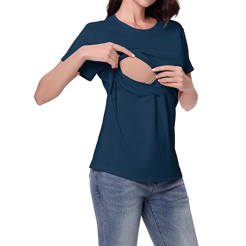 Maternity T-shirt Summer Short Sleeve Breastfeeding T-shirt Postpartum Spicy Mothers Nursing Clothes Block Color Lactation Tees
Maternity T-shirt Summer Short Sleeve Breastfeeding T-shirt Postpartum Spicy Mothers Nursing Clothes Block Color Lactation Tees
