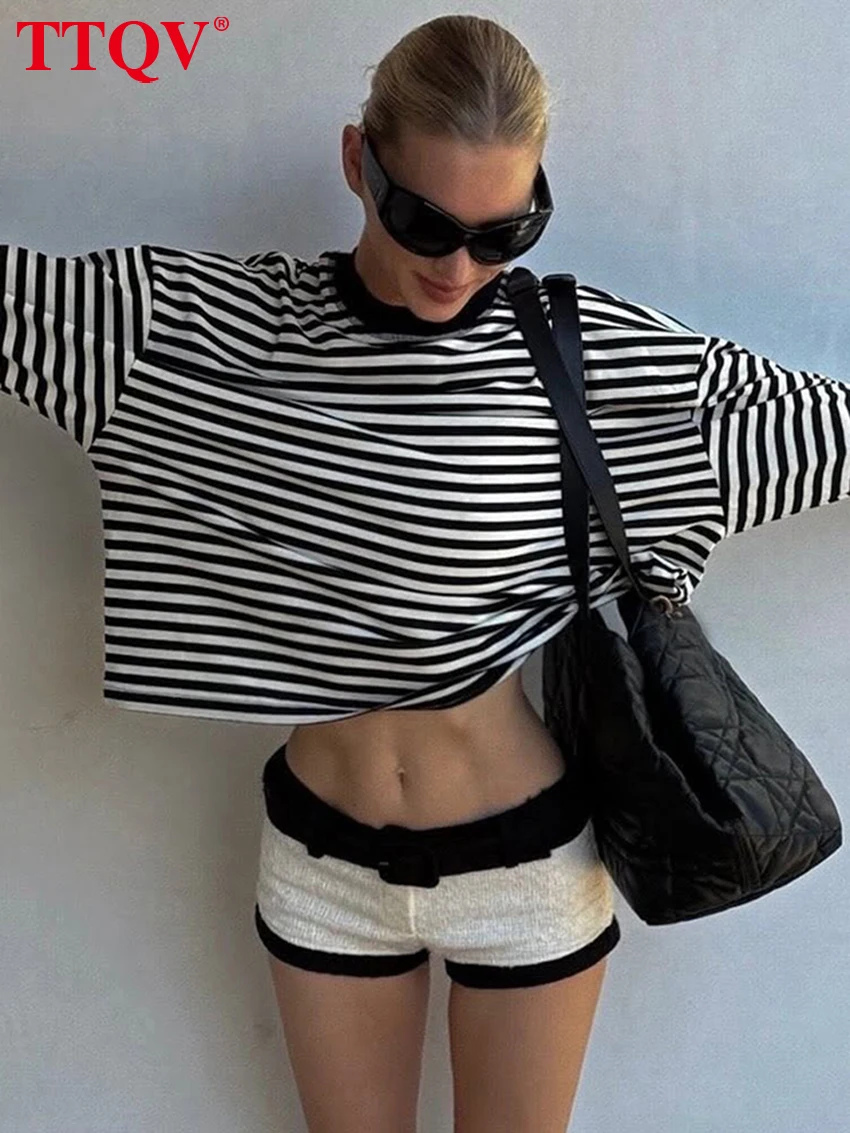 TTQV Fashion Loose Stripe Women's T Shirt 2026 Casual O-Neck Long Sleeve T Shirts Elegant Classic Crop Top Female Clothing
TTQV Fashion Loose Stripe Women's T Shirt 2026 Casual O-Neck Long Sleeve T Shirts Elegant Classic Crop Top Female Clothing