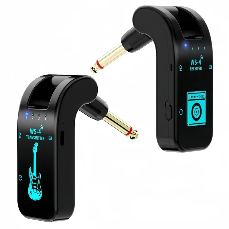 Wireless System for Guitar 2.4G Rechargeable Transmitter and Receiver Real Time Plug Play Transmission for Electric Bass