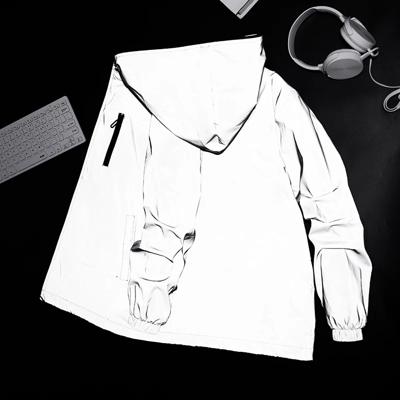 Women Men Hooded Outdoor Activities Men Reflective Jacket Hooded Zipper Trendy Windbreaker Work Jacket Unisex Camping Jacket
Women Men Hooded Outdoor Activities Men Reflective Jacket Hooded Zipper Trendy Windbreaker Work Jacket Unisex Camping Jacket