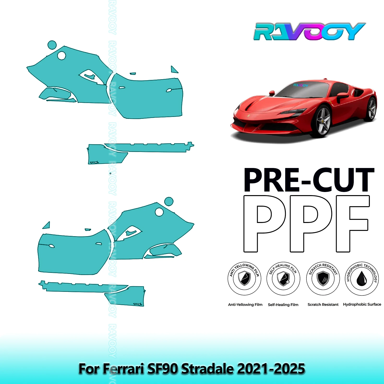 For Ferrari SF90 Stradale 2021-2025 8.5mil Clear Matte Pre-Cut PPF Door & A/B Pillar Kit TPU Paint Protection Film Set
For Ferrari SF90 Stradale 2021-2025 8.5mil Clear Matte Pre-Cut PPF Door & A/B Pillar Kit TPU Paint Protection Film Set