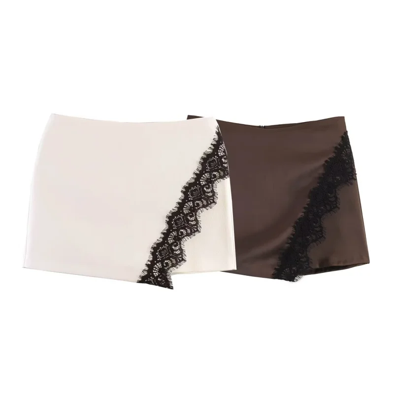 Summer Women's Lace Splice Mini Skirts Shorts Women Back Zipper High Waist Skirts Female Causal Elegant Wear 2026 New
Summer Women's Lace Splice Mini Skirts Shorts Women Back Zipper High Waist Skirts Female Causal Elegant Wear 2026 New