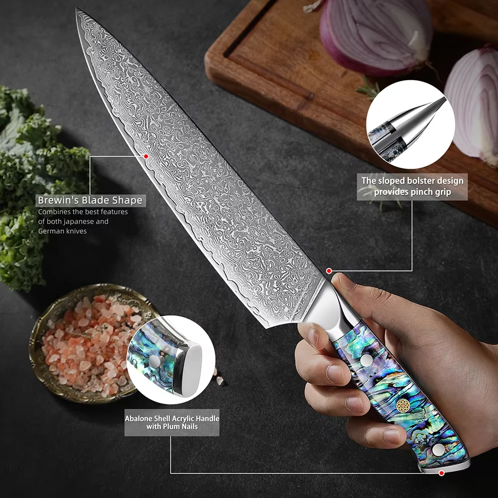 XITUO Chef Knives 8Inch Ultra-sharp Slicing Knife 67 Layer Damascus Steel Cut Vegetable Meat Kitchen Cooking Knives Shell Handle
XITUO Chef Knives 8Inch Ultra-sharp Slicing Knife 67 Layer Damascus Steel Cut Vegetable Meat Kitchen Cooking Knives Shell Handle