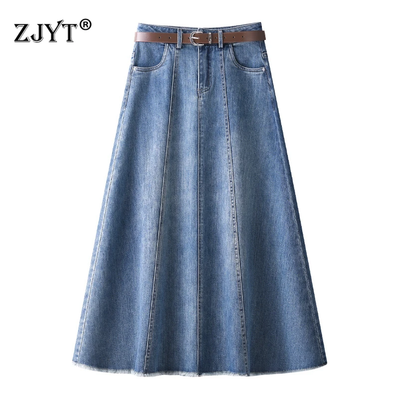 ZJYT модная женская джинсовая длинная юбка, повседневные синие джинсовые юбки, весна 2026, уличная одежда больших размеров, женская одежда Faldas с поясом
ZJYT модная женская джинсовая длинная юбка, повседневные синие джинсовые юбки, весна 2026, уличная одежда больших размеров, женская одежда Faldas с поясом