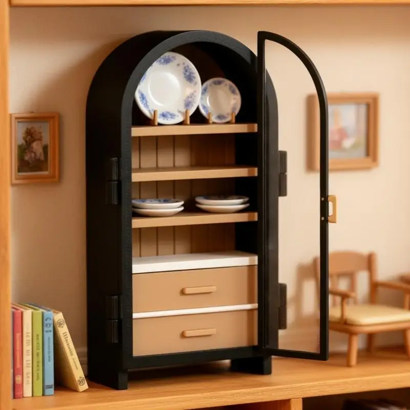 1/12 Miniature Dollhouse Arched Display Cabinet Mini Black Storage Cabinet 1:12 Scale Furniture Wardrobe Living Room Scene Decor
1/12 Miniature Dollhouse Arched Display Cabinet Mini Black Storage Cabinet 1:12 Scale Furniture Wardrobe Living Room Scene Decor