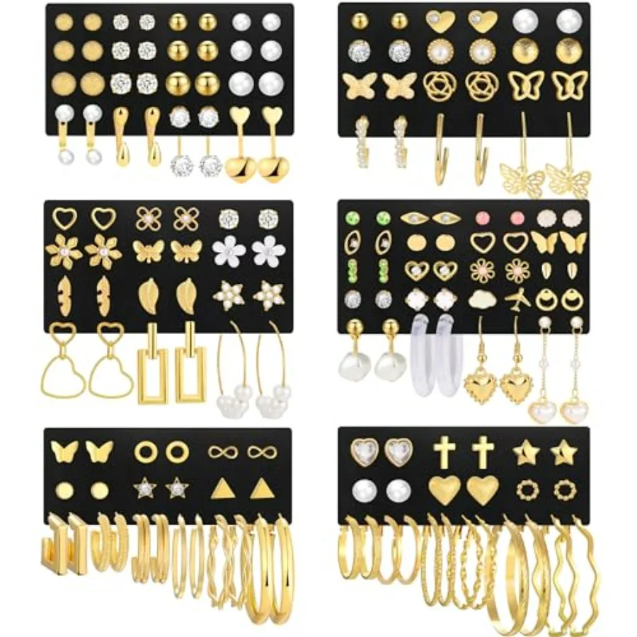 84 Pairs Gold Stud Earrings Set for Women Multipack, Fashion Pearl Cubic Zirconia Butterfly Earrings Packs Piercings, Hypoaller
84 Pairs Gold Stud Earrings Set for Women Multipack, Fashion Pearl Cubic Zirconia Butterfly Earrings Packs Piercings, Hypoaller