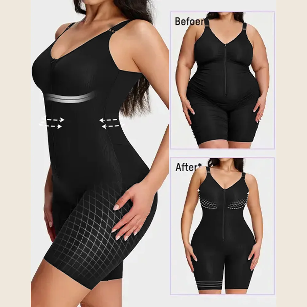 Plus Size Front Zipper Easy Bathroom Shapewear, Adjustable Shoulder Straps Tummy & Hip Compression Butt Lifter Bodysuit
Plus Size Front Zipper Easy Bathroom Shapewear, Adjustable Shoulder Straps Tummy & Hip Compression Butt Lifter Bodysuit