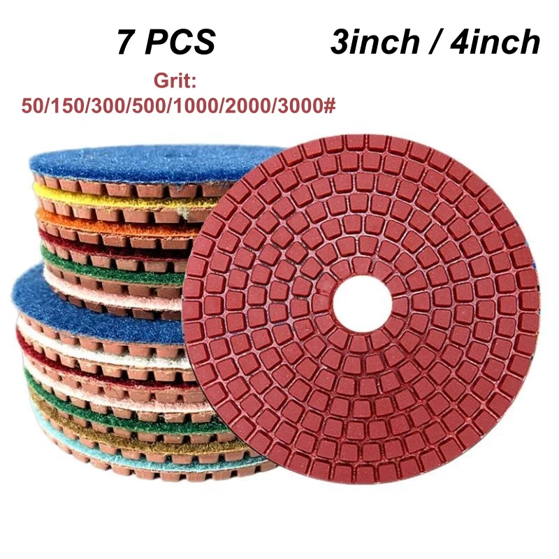 7Pcs 3Inch 4Inch Wet Diamond Polishing Pads Flexible Grinding Discs For Granite Marble Concrete Stone Grinding Sanding Discs
7Pcs 3Inch 4Inch Wet Diamond Polishing Pads Flexible Grinding Discs For Granite Marble Concrete Stone Grinding Sanding Discs