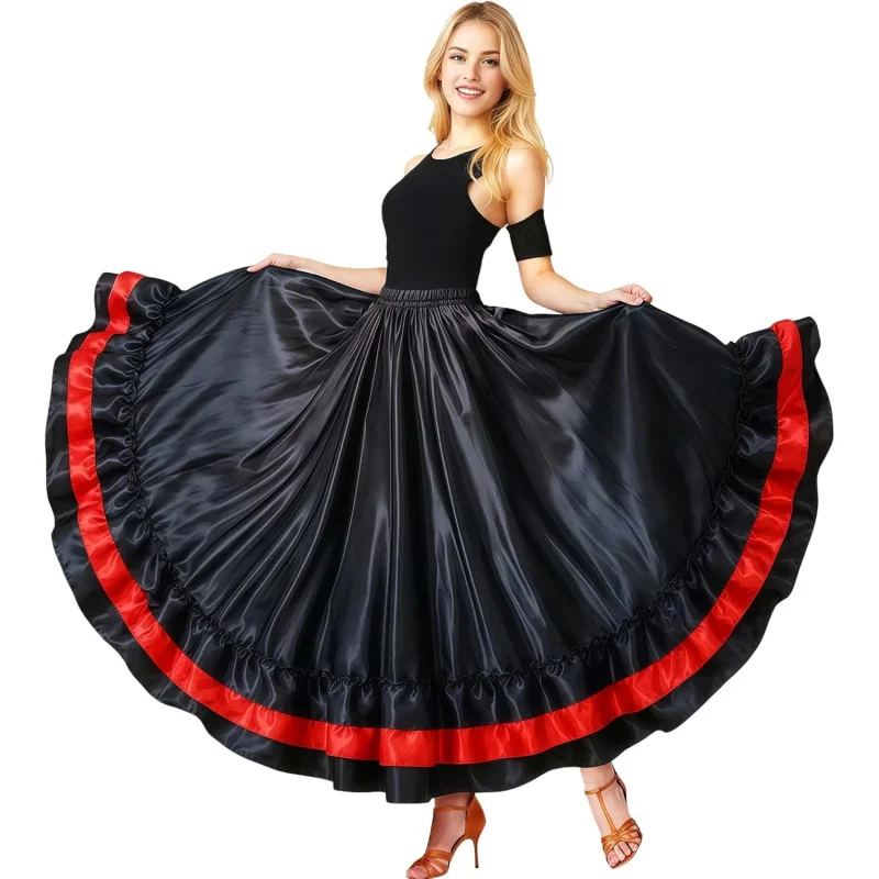Dance Skirt for Women, Long Satin Spanish Folk Costume, Halloween Costume
Dance Skirt for Women, Long Satin Spanish Folk Costume, Halloween Costume