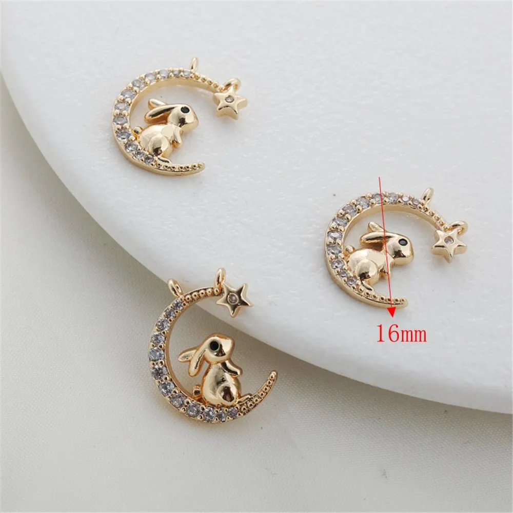 14K Gold Fill Micro-инкрустированный циркониевый кулон, Moon, Rabbit, Star, DIY Jewelry, ручной работы аксессуары, 16 мм
14K Gold Fill Micro-инкрустированный циркониевый кулон, Moon, Rabbit, Star, DIY Jewelry, ручной работы аксессуары, 16 мм