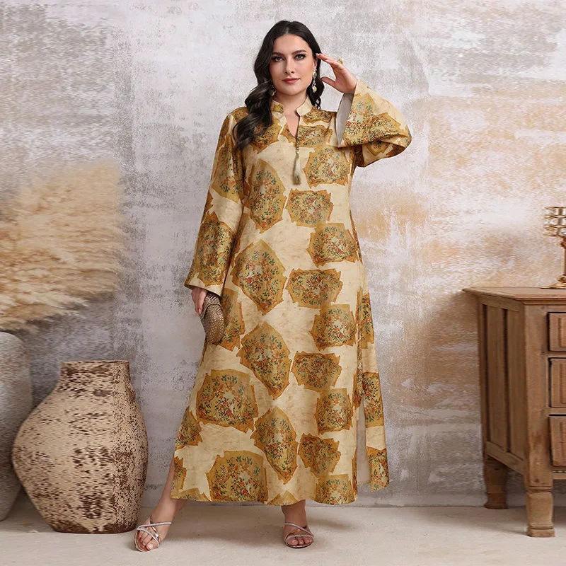 Kyp1164 Saudi Arabia Dubai Fashion Printed Robe Spring/summer Large Size Dress Robe Abaya Ramadan Dubai Luxury Islam Elegant
Kyp1164 Saudi Arabia Dubai Fashion Printed Robe Spring/summer Large Size Dress Robe Abaya Ramadan Dubai Luxury Islam Elegant