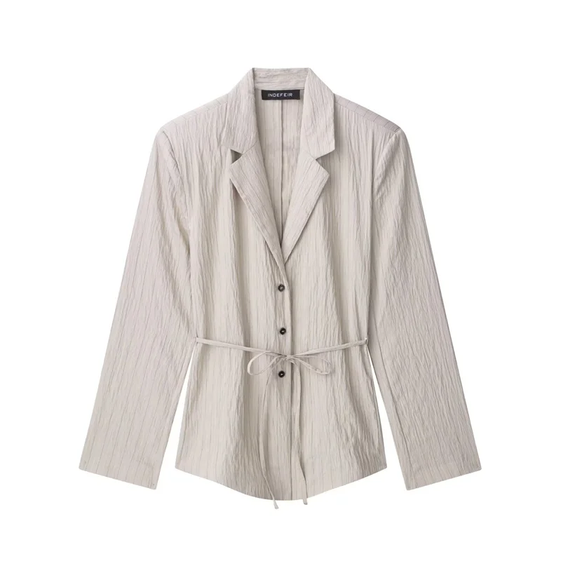 2025 New Women's Jacket Style Gray Striped Long Sleeve Suit Jacket with Slim Belt Decoration Casual Commuting Versatile
2025 New Women's Jacket Style Gray Striped Long Sleeve Suit Jacket with Slim Belt Decoration Casual Commuting Versatile