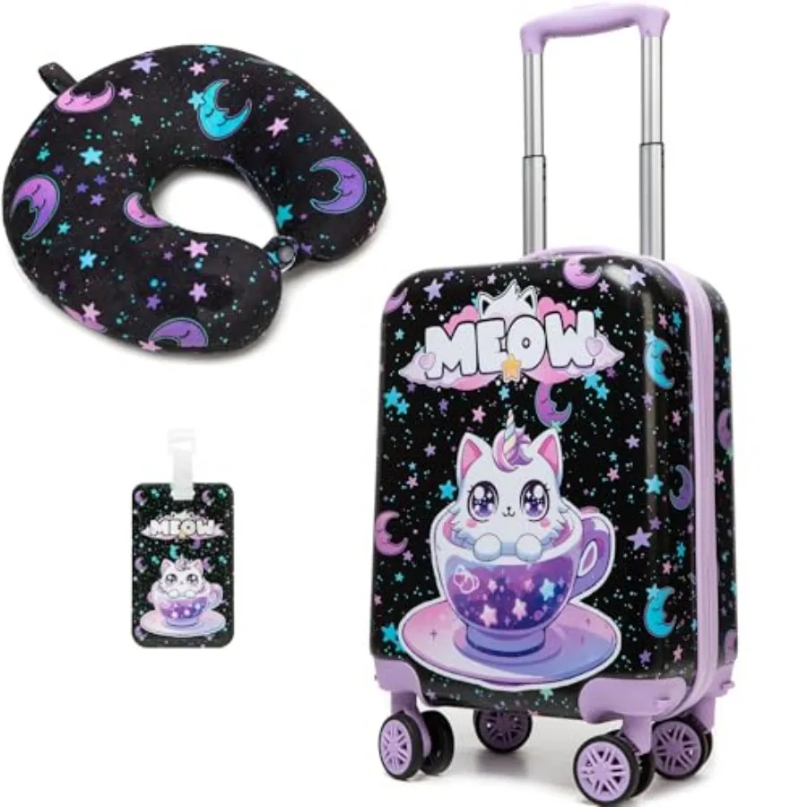Cute Black Cat Kid's Luggage Set 2 Pcs Suitcase Set 16" Hardside Luggage with Spinner Wheels Girls Carry on Toddler Travel Roll
Cute Black Cat Kid's Luggage Set 2 Pcs Suitcase Set 16" Hardside Luggage with Spinner Wheels Girls Carry on Toddler Travel Roll
