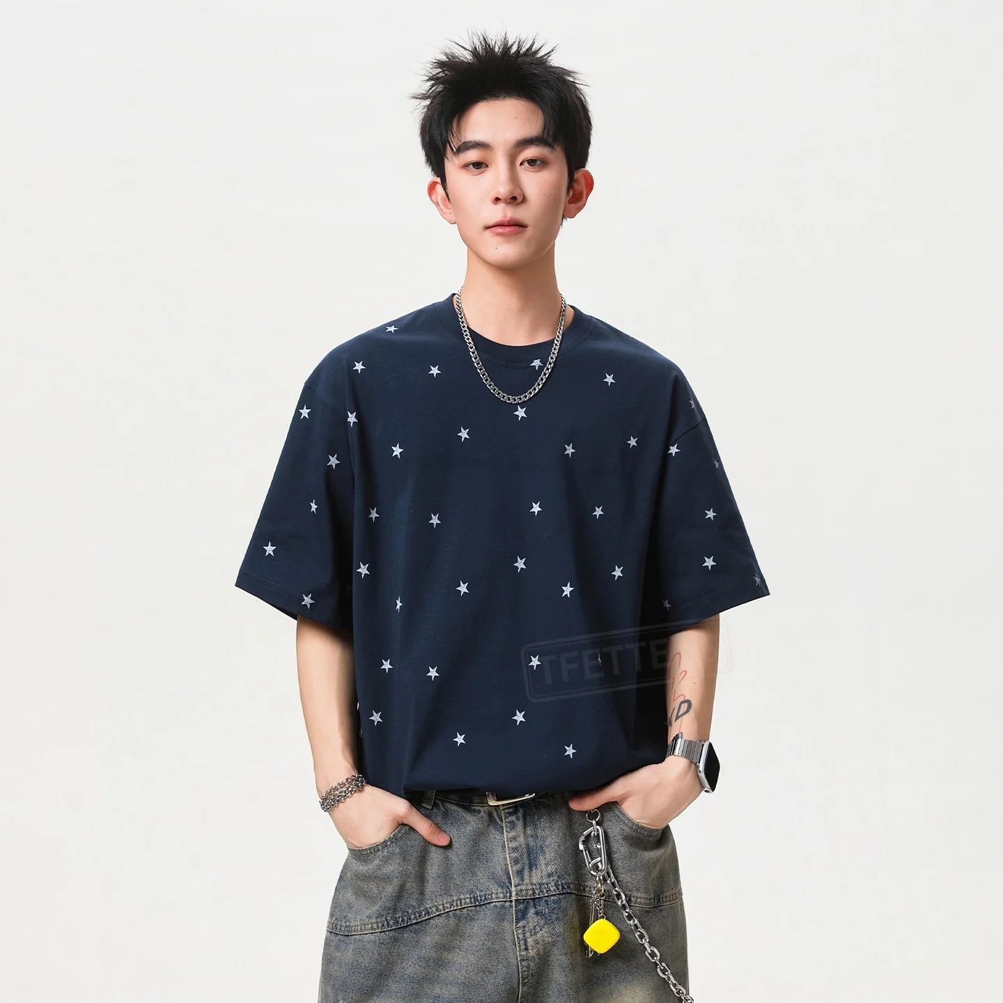 TFETTERS 2026 Summer Baggy T-Shirt Men Loose Fit Half Sleeve Cotton Star Print Street Y2k Oversized T Shirt Fashion Man
TFETTERS 2026 Summer Baggy T-Shirt Men Loose Fit Half Sleeve Cotton Star Print Street Y2k Oversized T Shirt Fashion Man