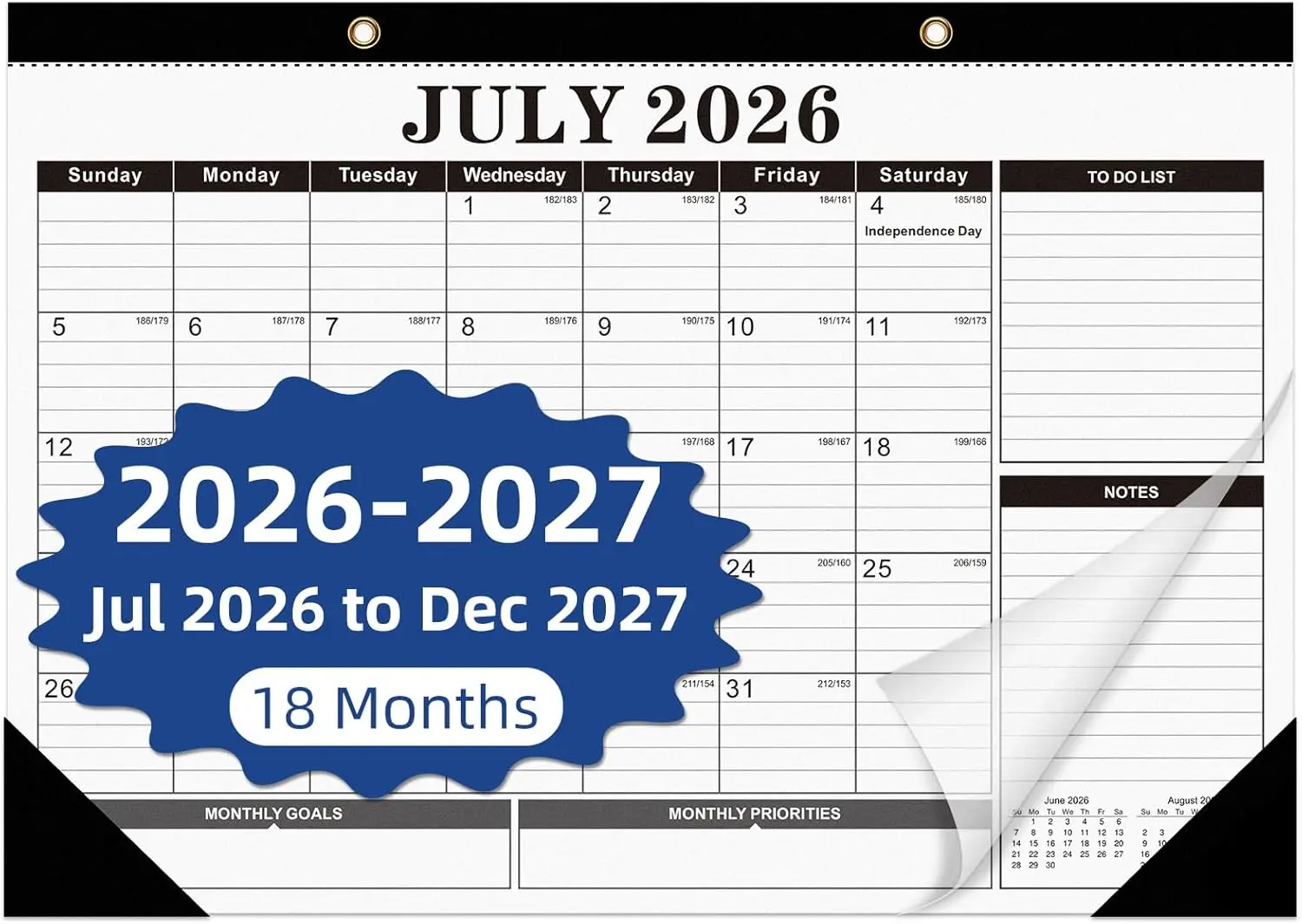 Large Desk Calendar 2026-2027, 18 Months Jul 2026 - Dec 2027, 17" x 12" Monthly Planner with Julian Dates, Wall or Desktop, Home School Office
Large Desk Calendar 2026-2027, 18 Months Jul 2026 - Dec 2027, 17" x 12" Monthly Planner with Julian Dates, Wall or Desktop, Home School Office