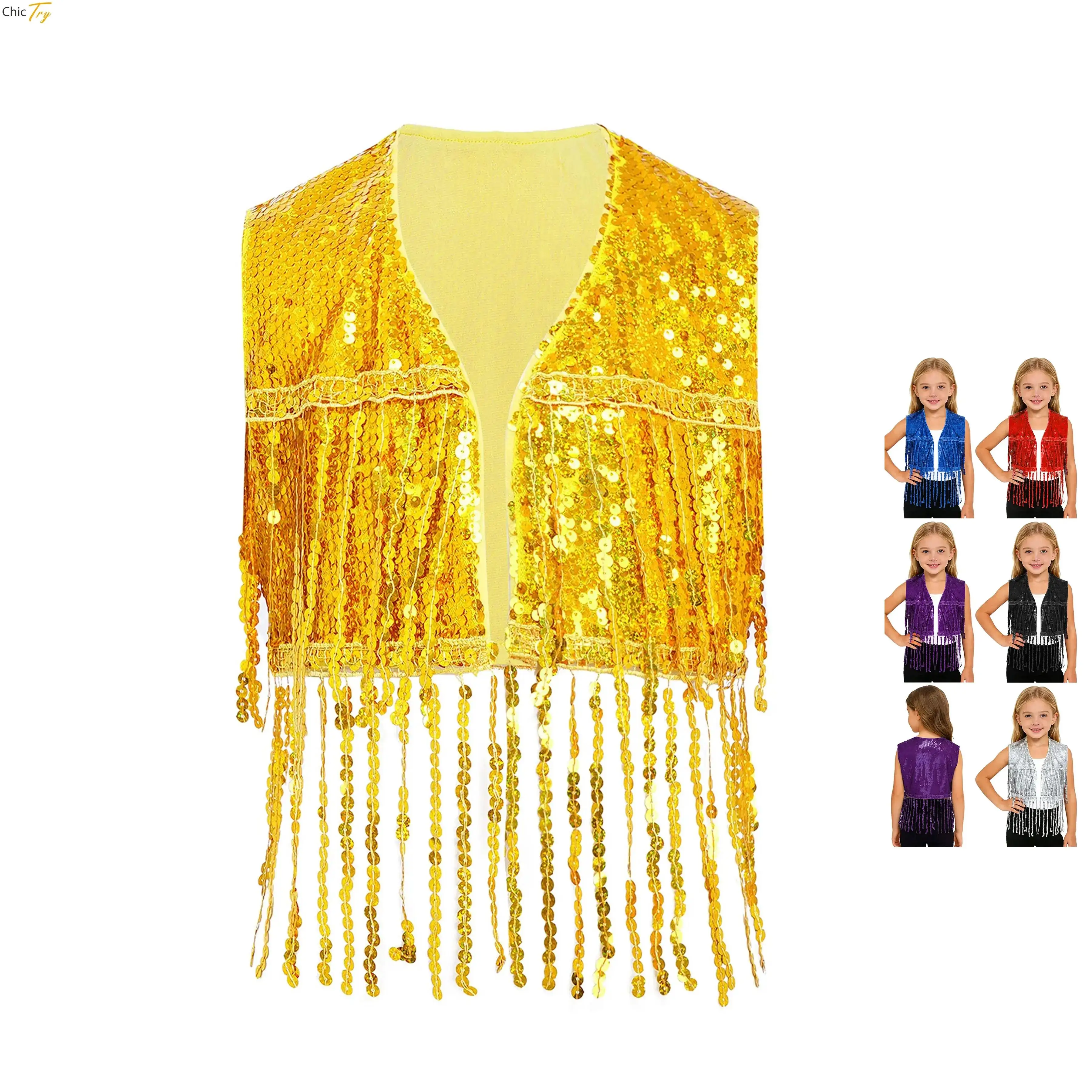 Жилет для танцев с пайетками и бахромой для девочек и мальчиков, безрукавка для чачи, укороченный топ с открытым передом, жилетка для дискотек и рейв-вечеринок
Жилет для танцев с пайетками и бахромой для девочек и мальчиков, безрукавка для чачи, укороченный топ с открытым передом, жилетка для дискотек и рейв-вечеринок