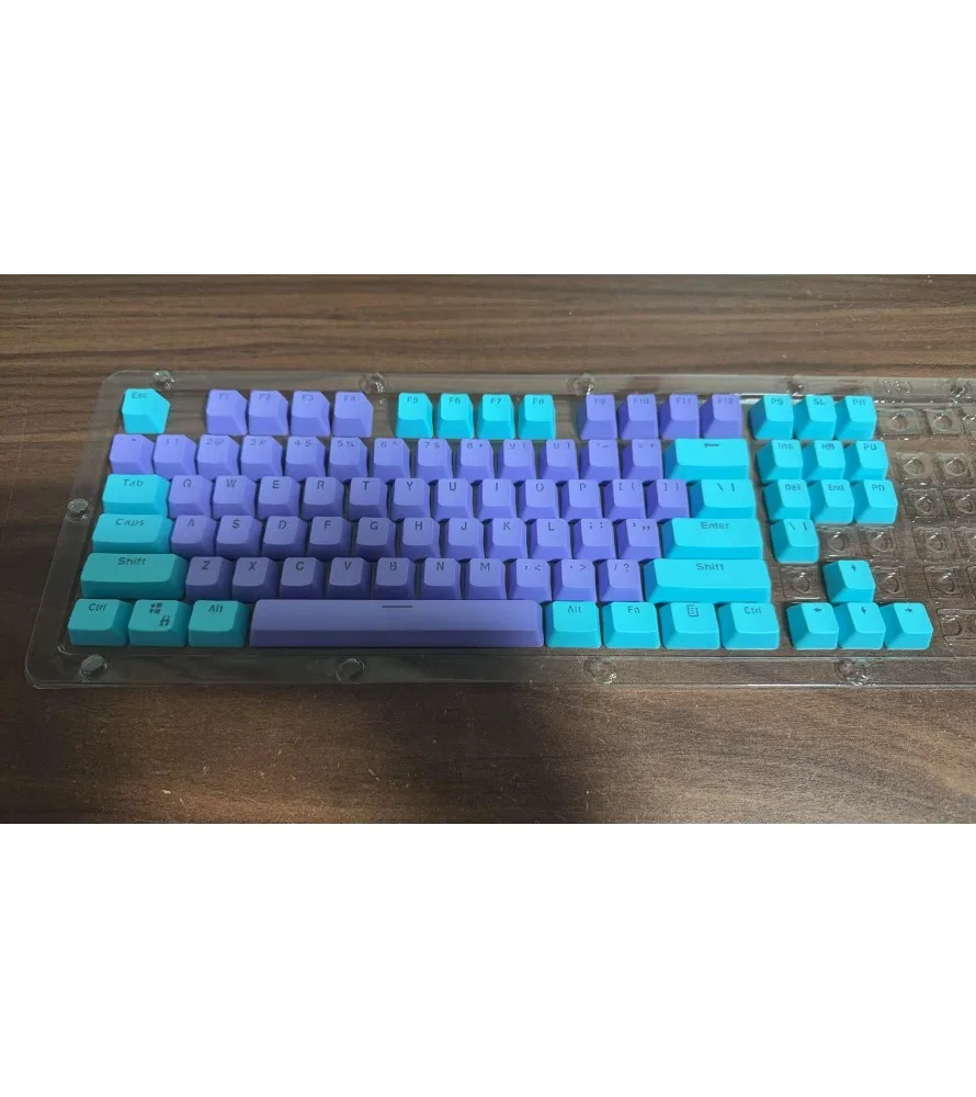 Blue purple PBT double color keycap OEM height character light transmission suitable for 61/87/104 mechanical keyboard
Blue purple PBT double color keycap OEM height character light transmission suitable for 61/87/104 mechanical keyboard