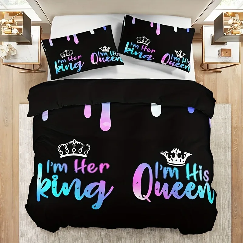 Crown Letter Duvet Cover Set 3-Piece with 1 Duvet Cover and 2 Pillowcases Soft Breathable HD Printing Bedding for Home and Dorm
Crown Letter Duvet Cover Set 3-Piece with 1 Duvet Cover and 2 Pillowcases Soft Breathable HD Printing Bedding for Home and Dorm