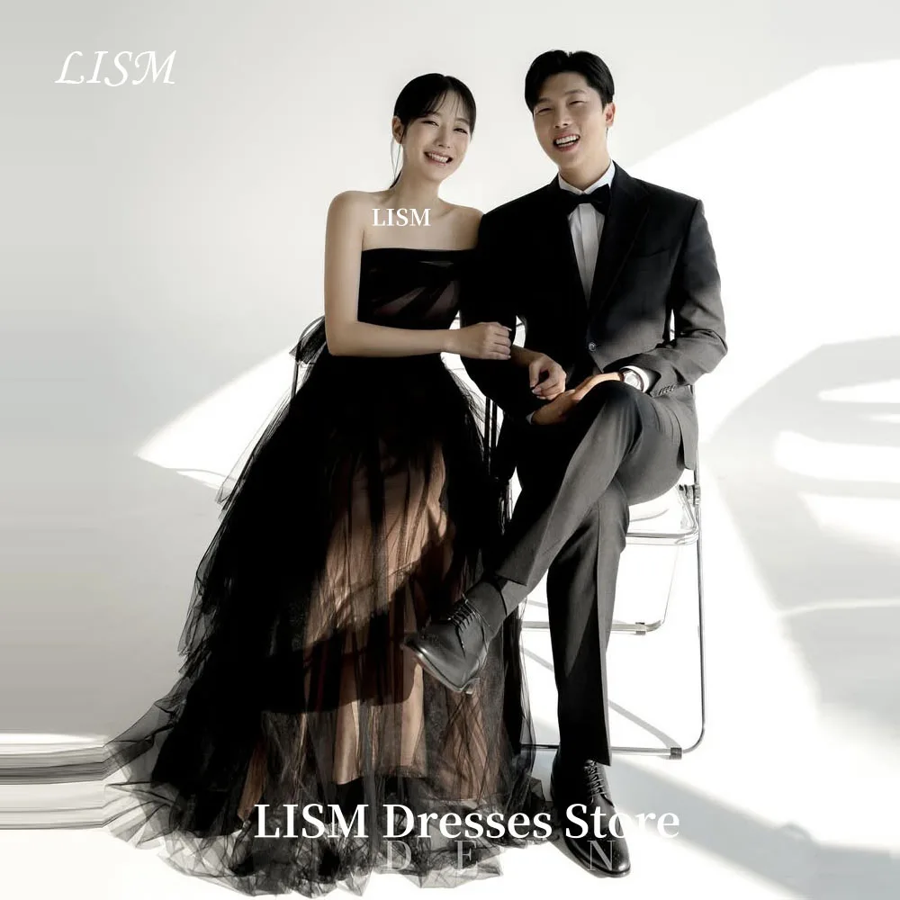 LISM Black Strapless A-Line Evening Dresses Soft Tulle Full Long Elegant Prom Dresses Customize 저녁 드레스 Photo Shoot Party
LISM Black Strapless A-Line Evening Dresses Soft Tulle Full Long Elegant Prom Dresses Customize 저녁 드레스 Photo Shoot Party