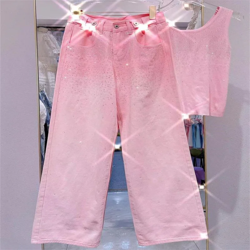Drill jeans trousers women's sprin summer 2022 new high waist slim straight wide leg pants bead
Drill jeans trousers women's sprin summer 2022 new high waist slim straight wide leg pants bead