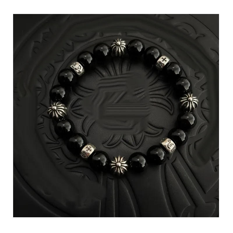 Trend Fashion Personality Simple and Versatile Hip Hop Punk Obsidian Eight Silver Beads Men and Women Couple Bracelet
Trend Fashion Personality Simple and Versatile Hip Hop Punk Obsidian Eight Silver Beads Men and Women Couple Bracelet