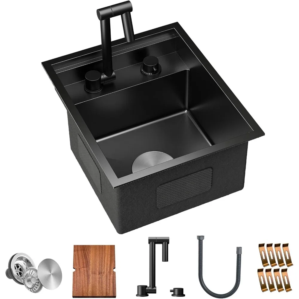 RV Undermount Bar Sink 15x18x9 Inch Single Bowl Workstation with Faucet and Cutting Board in Dark Grey
RV Undermount Bar Sink 15x18x9 Inch Single Bowl Workstation with Faucet and Cutting Board in Dark Grey