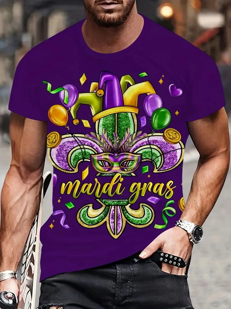 Новинка, мужская футболка Mardi Gras с коротким рукавом и круглым вырезом, футболка больших размеров, одежда, маскарадные вечерние футболки с узором для мужчин
Новинка, мужская футболка Mardi Gras с коротким рукавом и круглым вырезом, футболка больших размеров, одежда, маскарадные вечерние футболки с узором для мужчин
